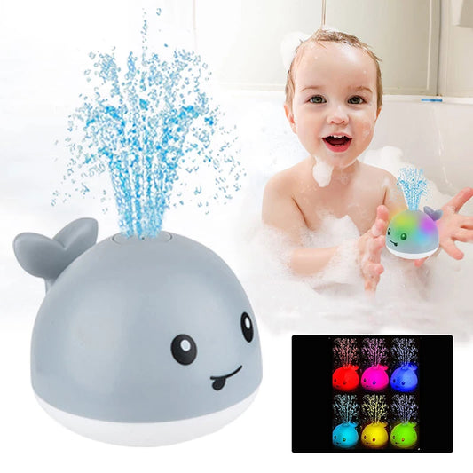 Baby Bath Toys With Light Whale Automatic Sprinkler Bathtub Pool Bathroom Shower Bath Toy for Toddlers Infant Kids Boy Girl